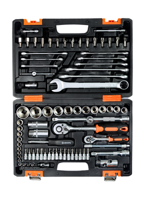 Набор инструментов Вихрь АВТО, 1/2" , 1/4" , CrV, в кейсе 82 предметов 73/6/7/6